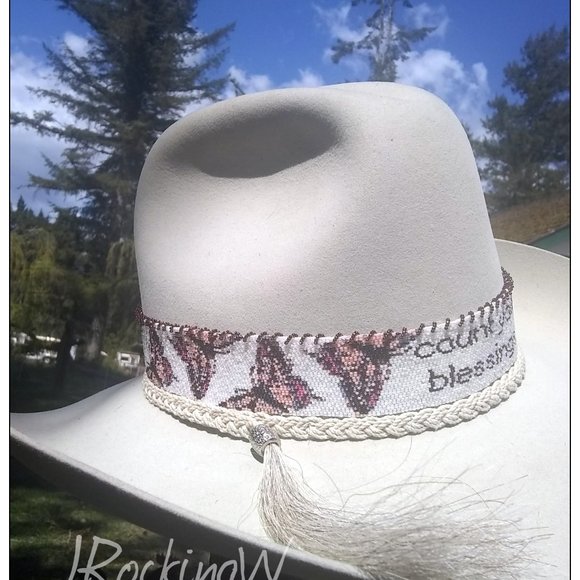 JRW Custom Cowboy Infinity Hat Band Butterflies